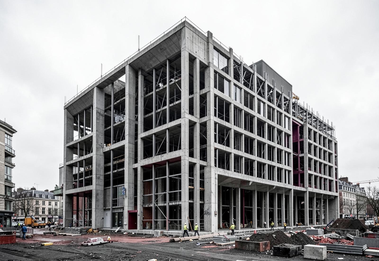 Contemporary building under construction